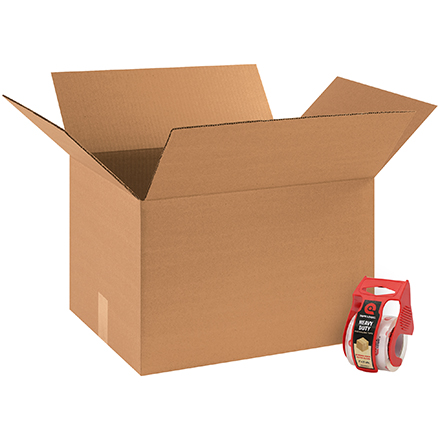 18 x 14 x 12" (10 Pack) Corrugated Boxes W/ Tape & Dispenser